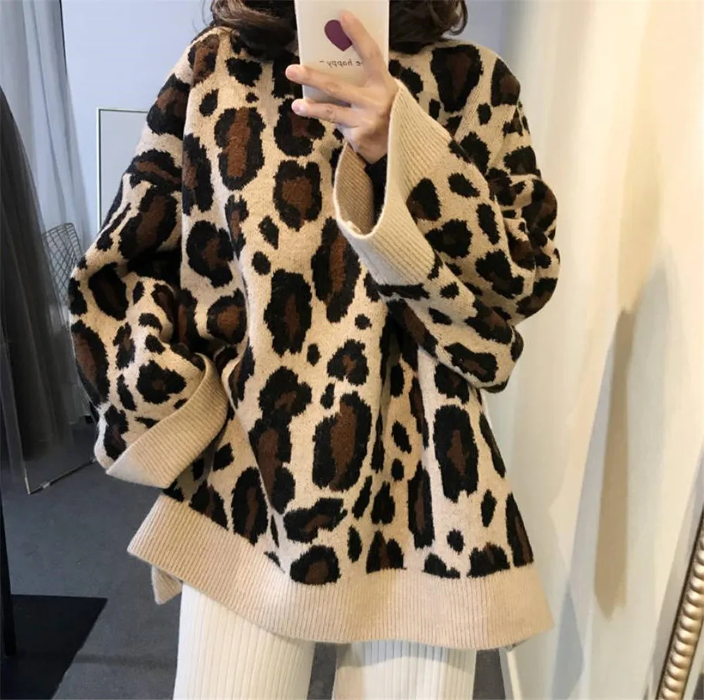 Ambassadør Andet fusion Leopard Print Sweater Plus Size | Loose Leopard Pink Sweater - 3xl Autumn  Winter - Aliexpress