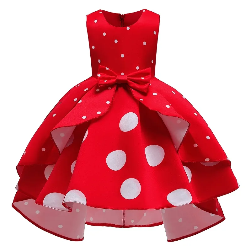 Новогоднее красное детское платье со шлейфом платье принцессы в стиле ретро для девочек вечерние платья для малышей Летняя одежда для детей от 2 до 10 лет