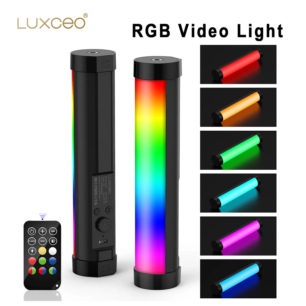 Luxceo P100 Handheld Rgb Fill Light Tube Remote Control Portable Full
