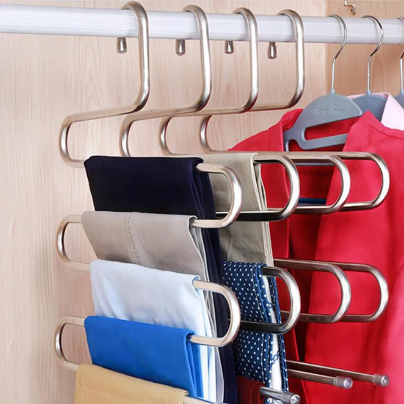 

Hanger Multilayer storage rack wardrobe 5-layer Pants Rack Shelf Multifunctional Stainless Steel S-Type Tools Belt Clothes Coat