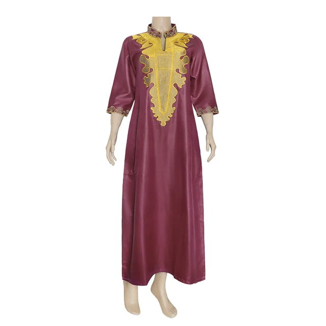 MD African Clothing For Women Ankara Traditional Long Dresses Embroidered Dashiki Robe Marocaine Jellaba Femme Kaftan Party Gown Burgundy