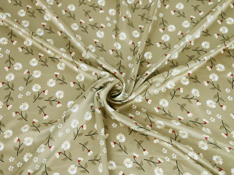Glossy Small Floral Dress Scarf Material Polyester Charmeuse Imitate Silk Fabric