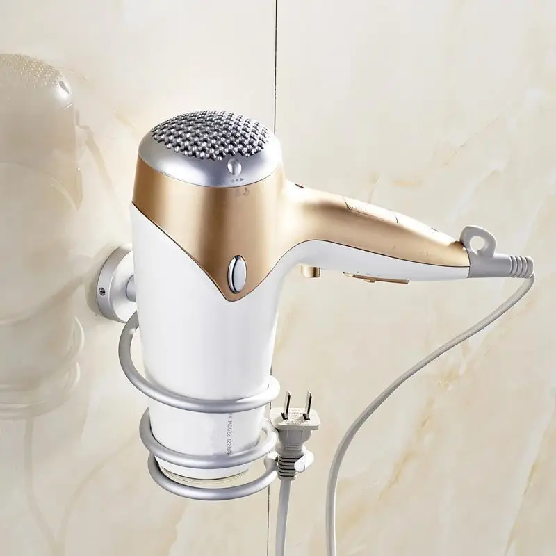 

1pcs Home Wall Hair Dryer Holder Rack Storage Aluminum Bathroom Wall Storage