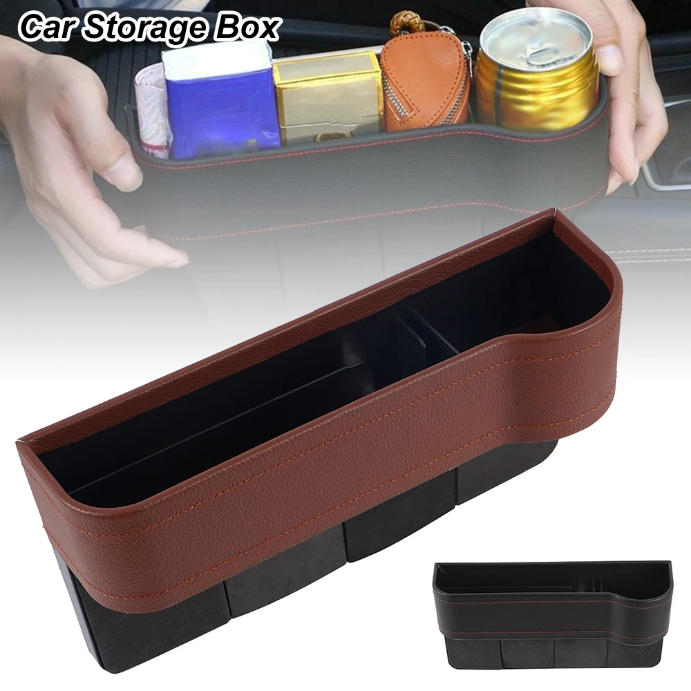 

Universal Car Storage Box Organizer Seat Gap PU Case Pocket Car Seat Side Slit for Drink Wallet Phone Coins Cigarette Keys Cards