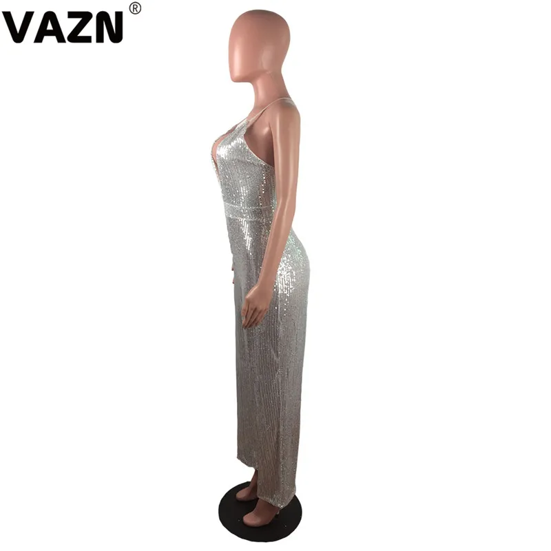 VAZN JLX8915 шикарный дизайн летний сексуальный женский белый junmpsuit с глубоким v-образным вырезом без черных сливеров комбинезон светильник сексуальный клубный комбинезон