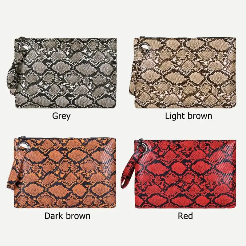 Female Fashion Square Snake Print Wristlet Clutch Women Casual Purse PU Leather Money Phone Pouch Wallet Torebki Damskie Bags