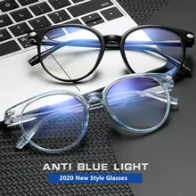 Синий светильник, круглая оправа для очков, Прозрачная женская оправа, очки для близорукости, очки для компьютера, мужские оправа для очков, Прозрачная Оптическая оправа
