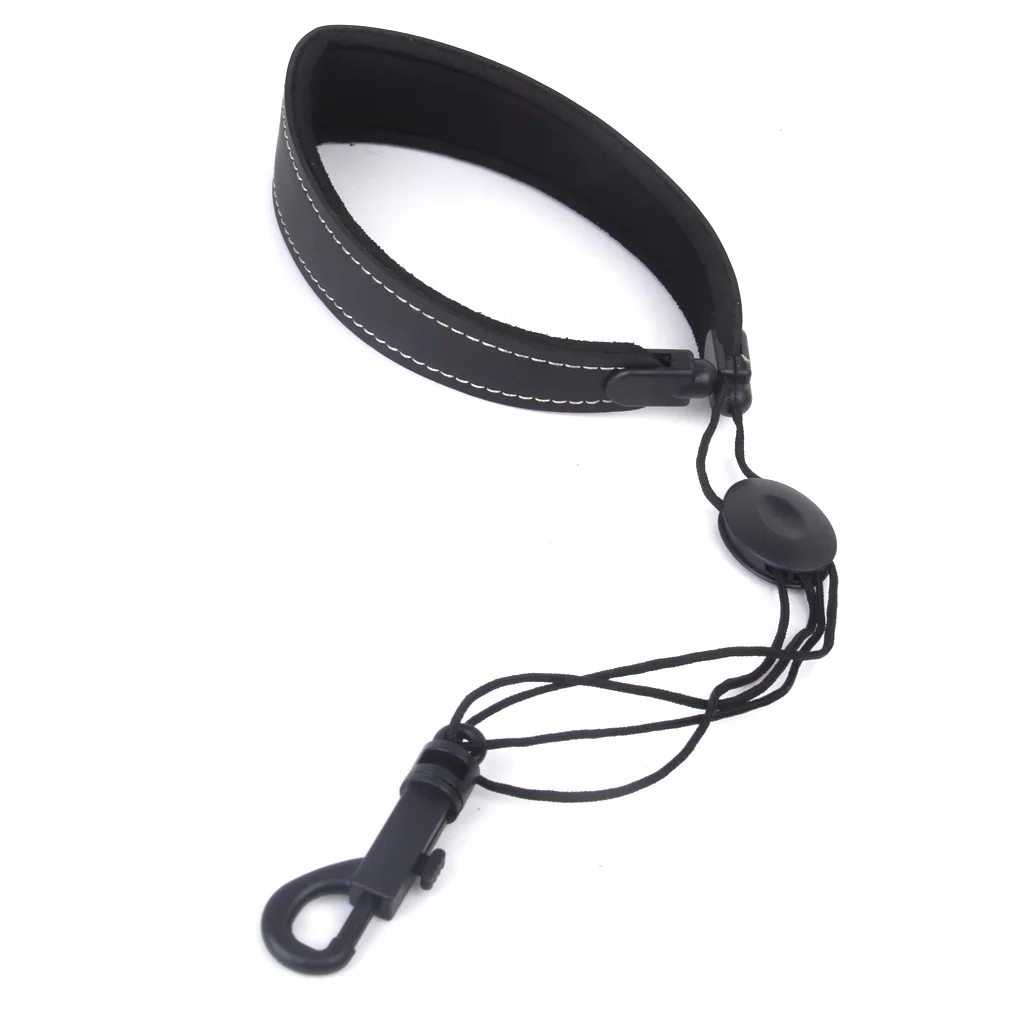 Black Artificial Leather Adjustable Neck Strap with Snap Hook for Saxophone Musical Instrument Accessories