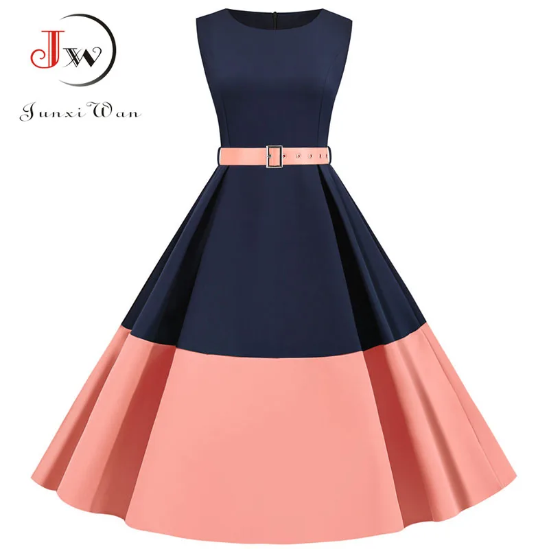 3XL Summer Women Elegant Vintage Midi Dress Sexy Solid Patchwork A-line Vestidos Sleeveless Party dress Plus Size Robe Femme 3XL Summer Women Elegant Vintage Midi Dress Sexy Solid Patchwork A-line Vestidos Sleeveless Party dress Plus Size Robe Femme