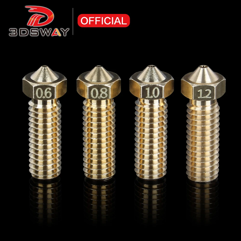 

3DSWAY 3D Printer Parts V6 Volcano Nozzle E3D Hotend Brass M6 Thread 0.6/0.8/1.0/1.2mm for 1.75mm Filament Lengthen Extruder