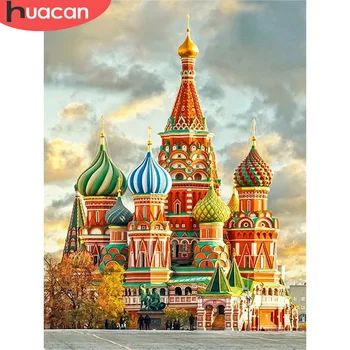 

HUACAN Diamond Painting Church Full Square Round Handicraft 3D Diamond Embroidery Landscape Picture Of Rhinestone Decor For Home