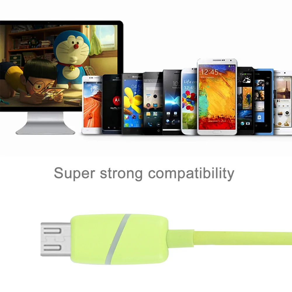 Микро-usb умный дыхательный светильник, кабель для передачи данных, прочный, не запутывается, микро USB кабель для зарядки для Android, samsung, Nokia, sony, huawei