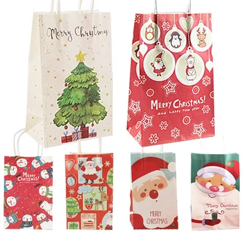 

10PCS Cute Christmas Socks Gift Bag Creative Cake Cookies Packaging Kraft Paper Bags Festival Party Cake Baking Gift Boxes