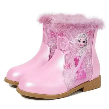 

Winter Girls Elsa Boots Cartoon Warm Plush Kids Boots For Kids Cotton-Padded Baby Shoes For School Party Boot