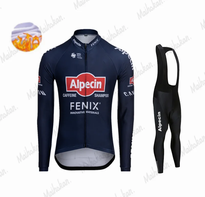 Maillot Alpecin Fenix 2021 Team Champion Cycling Jersey Set Winter clothing Long Sleeve MTB Road Pants Bib Ropa Ciclismo | Спорт и