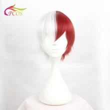 Стильные короткие кудрявые парики для мальчиков и девочек, половина белого цвета, цвет красного вина, парик из аниме для косплея My hero Academy