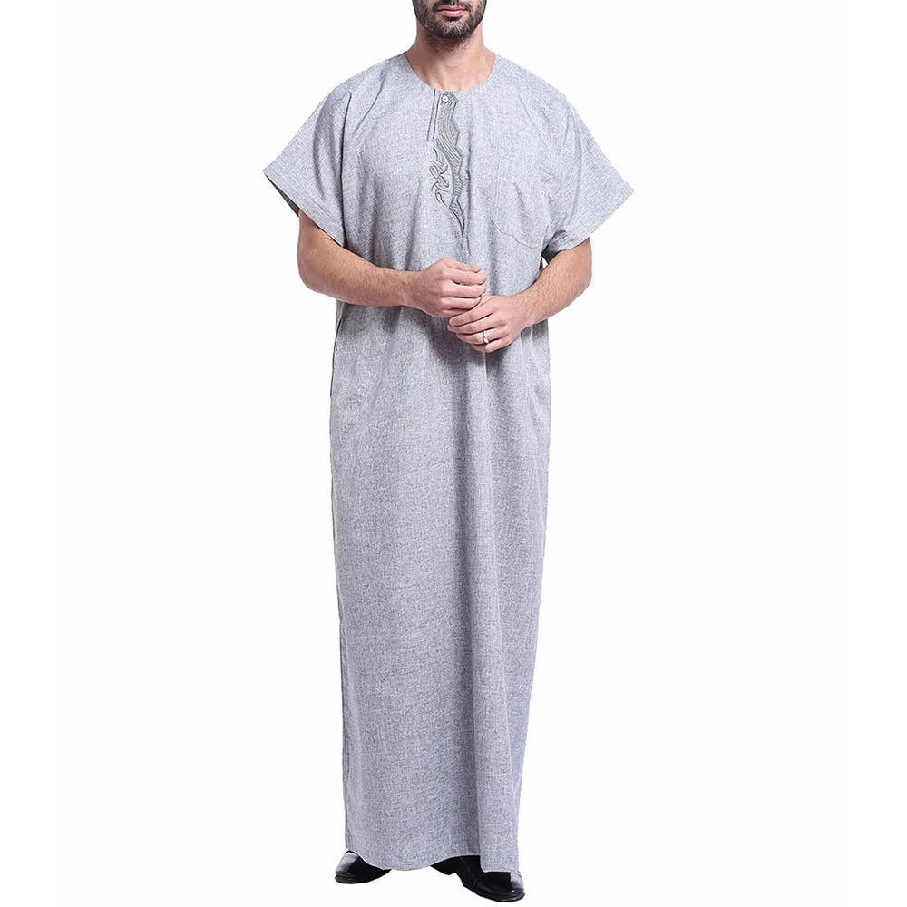 Plus Size Muslim Long Arabian Men's Shirt Solid White Ankle Length Loose Casual Robes Plus Size M-3XL Islamic Clothings