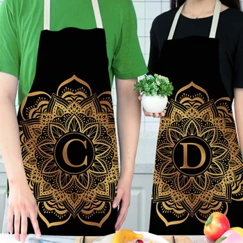 

Letter Parent-child Aprons Mandala Printed Sleeveless Cotton Linen Apron for Men Women Home Cleaning Tools Sleeveless Tie Apron