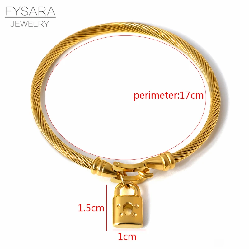 FYSARA 361L титановые браслеты из нержавеющей стали с тросом браслеты с замком для ключей браслеты для женщин наручные браслеты золотые подвески ювелирные изделия