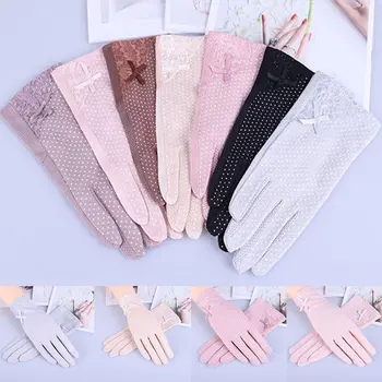 

Women Sunscreen Gloves Summer Spring Lady Stretch Touch Screen Anti Uv Slip Resistant Driving Glove Breathable Lace Guantes 23cm
