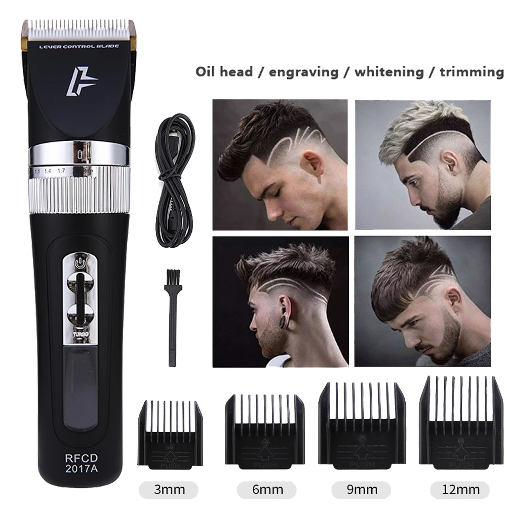 

Professional Hair Clipper for Men Rechargeable Hair Grooming Kit LCD Display with 4 Guide Combs Titanium ceramic blade Hair