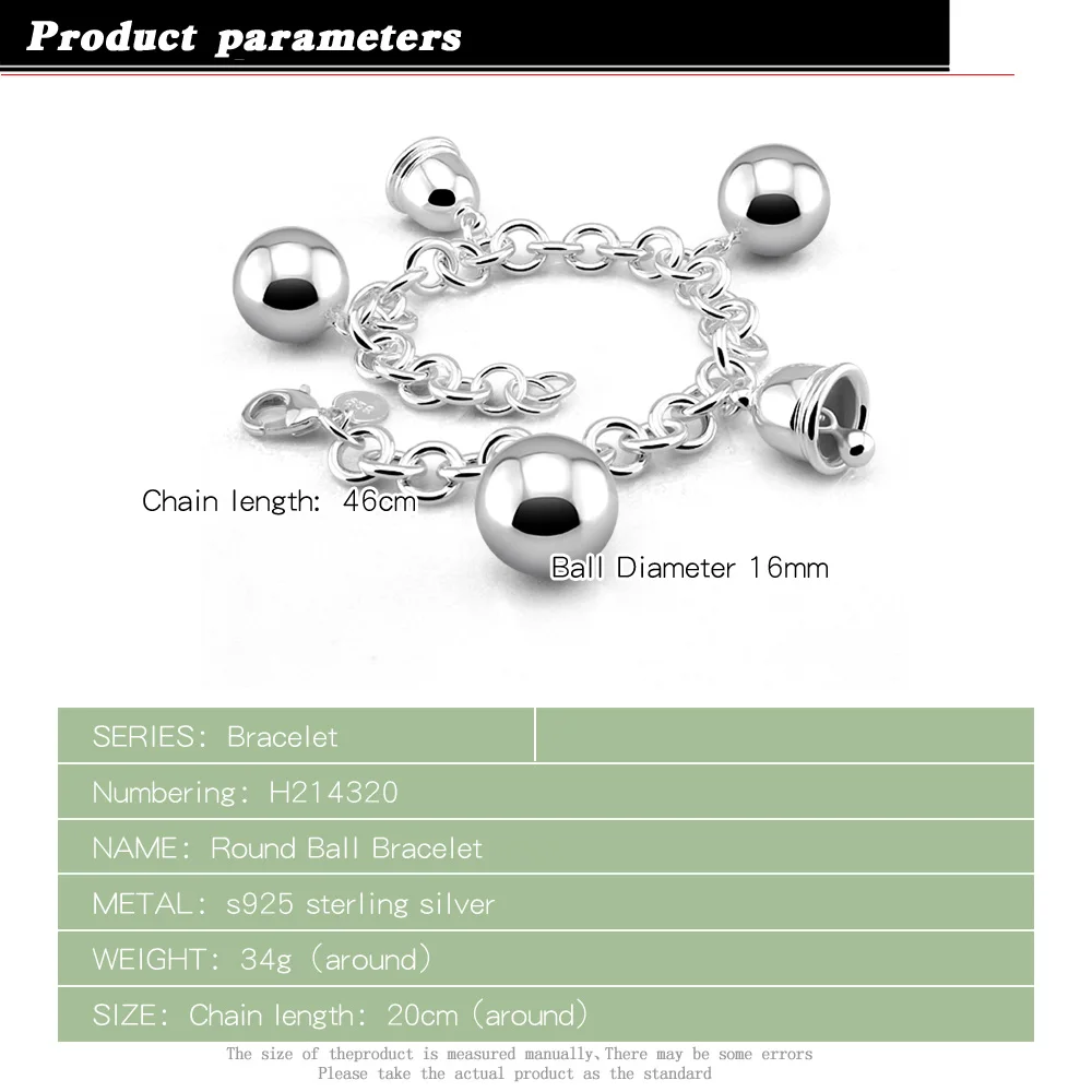 Женский браслет с шармами колокольчиками из серебра|bracelets for girls|love braceletsilver love