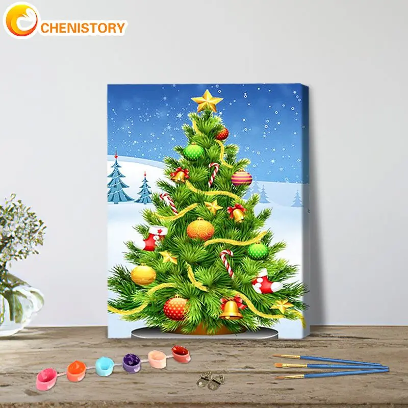 Картина по номерам на рождественскую елку CHENISTORY DIY рамки ручная роспись холст для