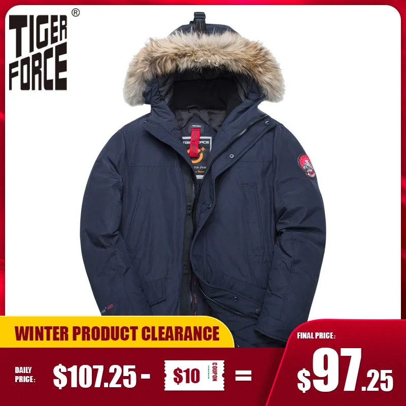 Winter Jacket Coat Alaska Men Parka Tiger-Force Real-Fur Outwear Hood Thicken Waterproof