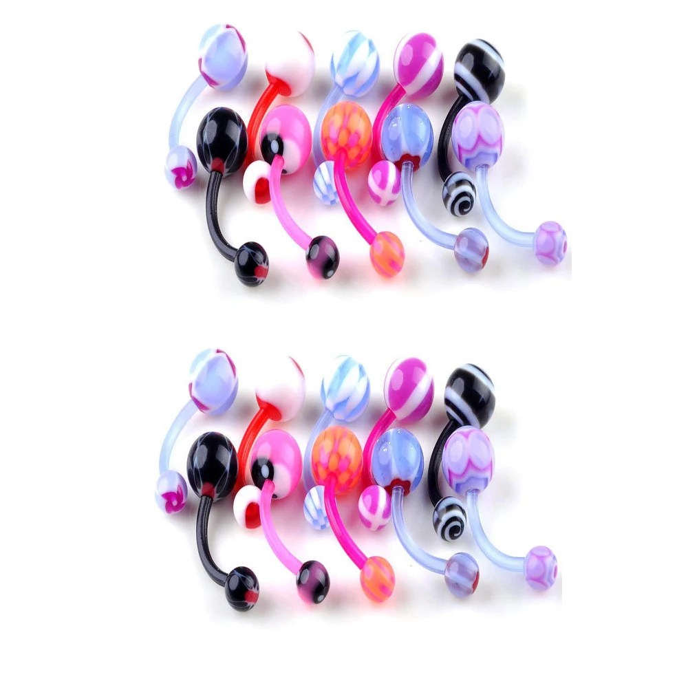 

20Pcs/set Colorful Sexy Belly Bars Body Piercing Button Ring Navel Barbell Jewerly Lip Piercing Unisex Fashion Jewelry