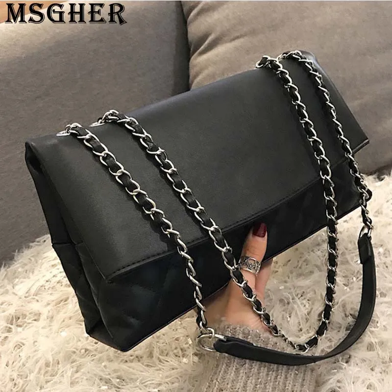 

MSGHER Diamond-shaped Large Solid Flap Women Shoulder Bag Autumn Large Capacity Joker Mature Party Casual Lady Bag WB3109