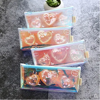 

Into The Oil Quicksand Laser Colorful Pencil Case Pencil Bags Kawaii Pencil Pouch Korea Pen Case Stationery Gift School Supplies