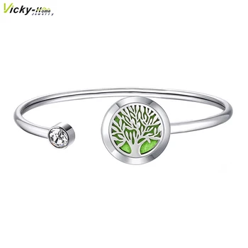 

20mm With Magnet Can Wiggle Up and Down Aroma Locket Stainless Steel Bangle Essential Oils Diffuser Locket Bracelet (Dropship)