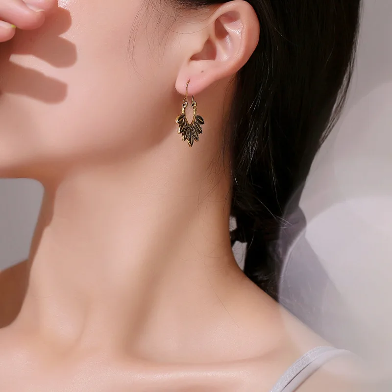2019New серьги Модные Ретро пляжные серьги в форме ракушки женские этнические листья ветра u-образные серьги