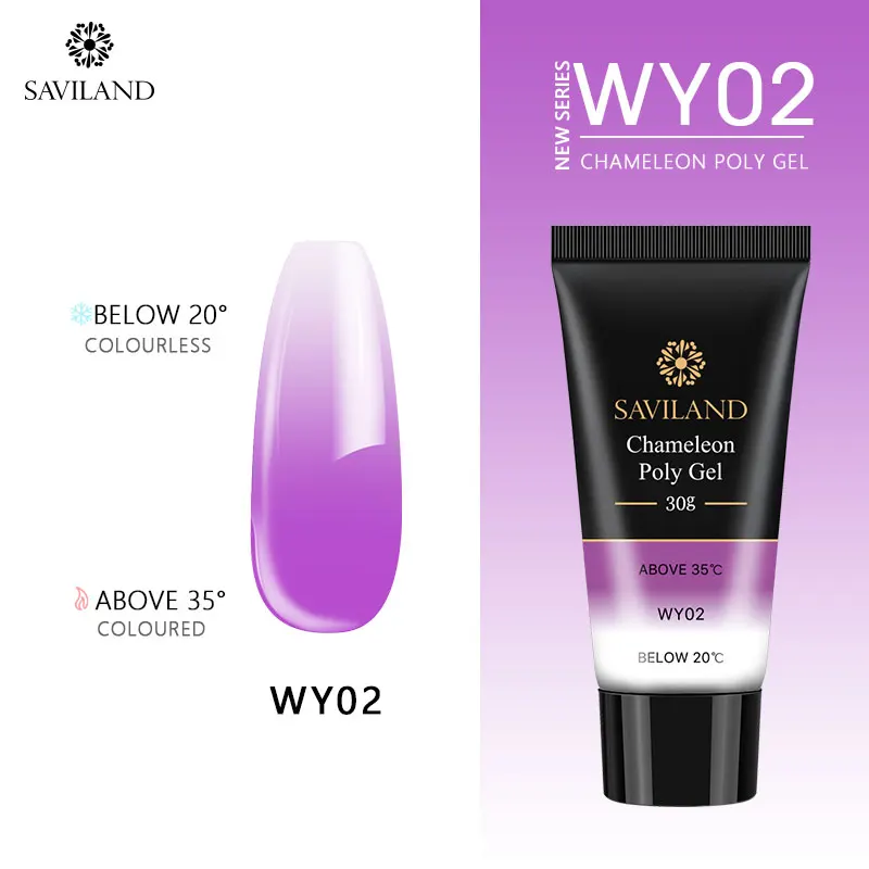 WY02 SAVILAND 30 мл цветной полигель неоновый термальный 58 цветов Быстрый строительный полигель УФ твердый строительный полигель лак для ногтей для дизайна ногтей - Цвет: WY02