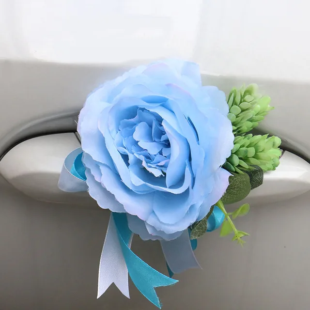 04 DIY свадебная декоративная ручка для двери автомобиля цветок корсаж ручной цветок аксессуары Шелковый венок на День святого Валентина гирлянда окно зеркало заднего вида - Цвет: 04