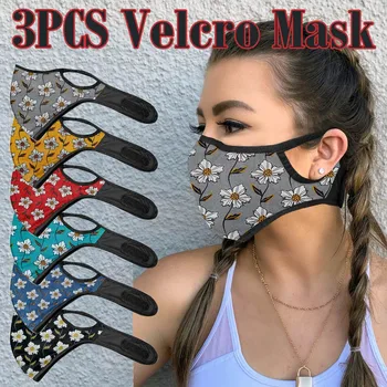 

3PCS Adult Fashion Print PM2.5 With Filter Pocket Colorful Pattern Design Sports Dustproof Respirator Face Mask