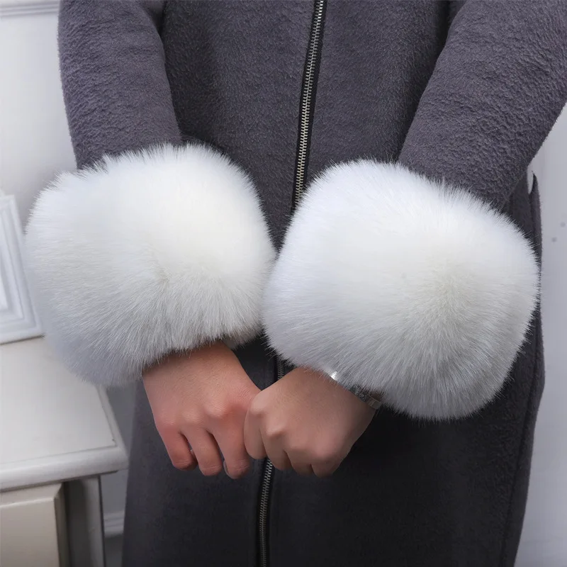 

High Quality Imitation Fur Winter Gloves Women Cuffs Wrist Warmer Fur Glove Cuff Arm Warmer Bracelet Wristband Fingerless Gloves
