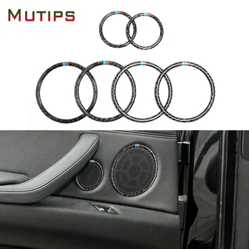 

Mutips Car door Speaker Decorative Circle Sticker Carbon Fiber Loudspeaker Trim Accessories Auto For BMW E70 E71 X5 X6 2008-2014