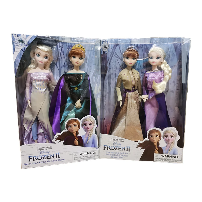 Original-Disney-Store-2pcs-set-Frozen-2-Snow-Queen-Elsa-and-Anna-Classic-princess-Doll-Figure (1)