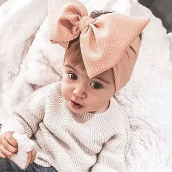 

Adjustable Big Bow Baby Headband Solid Color Knot Bowknot Over Sized Newborn Turban Toddler Hair Bands Large Hear Wrap