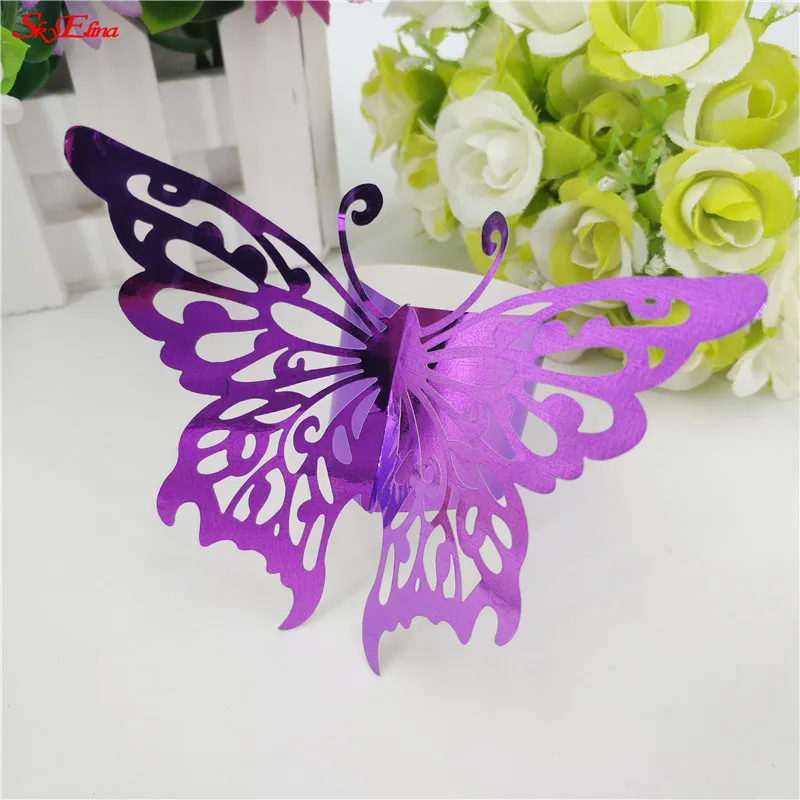 Bright Purple Кольцо для салфеток бабочка креативная выдолбленная салфетка Пряжка полотенце кольцо Рождество Свадьба Банкет для стола декор стола 7ZSH091 - Цвет: Bright Purple