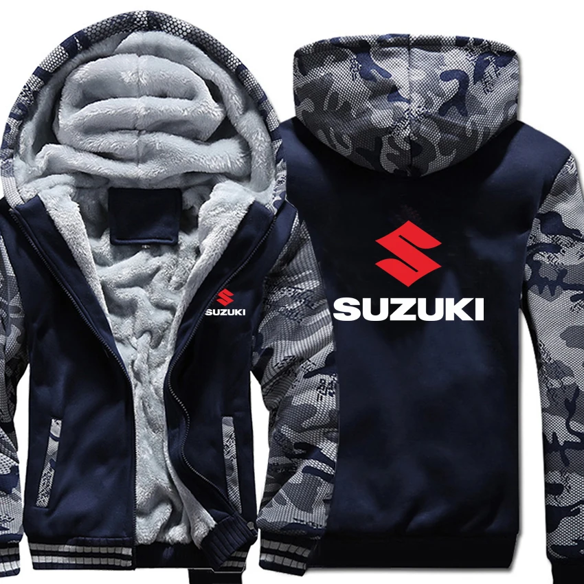Мотоцикл Suzuki толстовки Зимний камуфляжный чехол куртка для мужчин флис Suzuki мужские толстовки