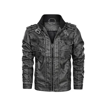 

2020 Autumn New Men's Casual PU Leather Jacket Large Size Stand Collar Leather Jackets Male Basic Motorcycle Zipper 6xl Coats
