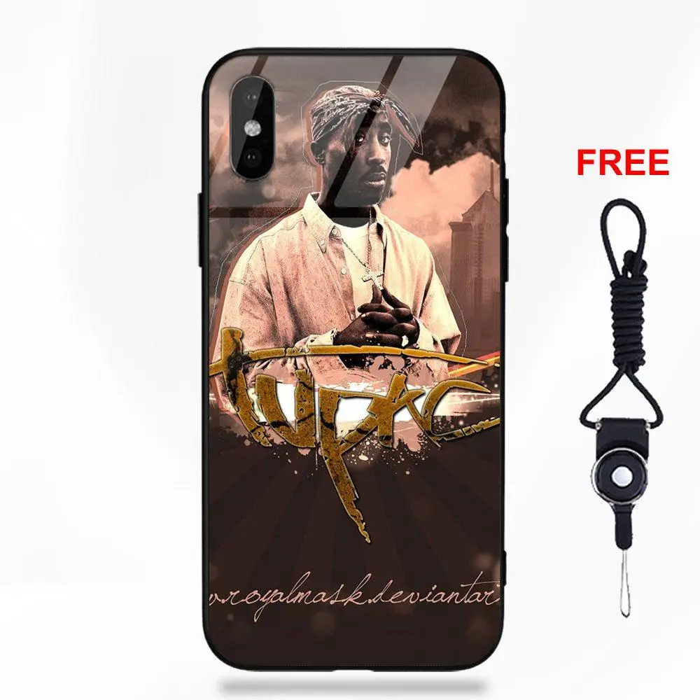 as picture Модный хип-хоп человек 2pac для Apple iPhone 5 5C 5S SE 6 6S 7 8 Plus X XS Max XR Мягкий ТПУ оправа закаленное стекло чехол с принтом - Цвет: as picture