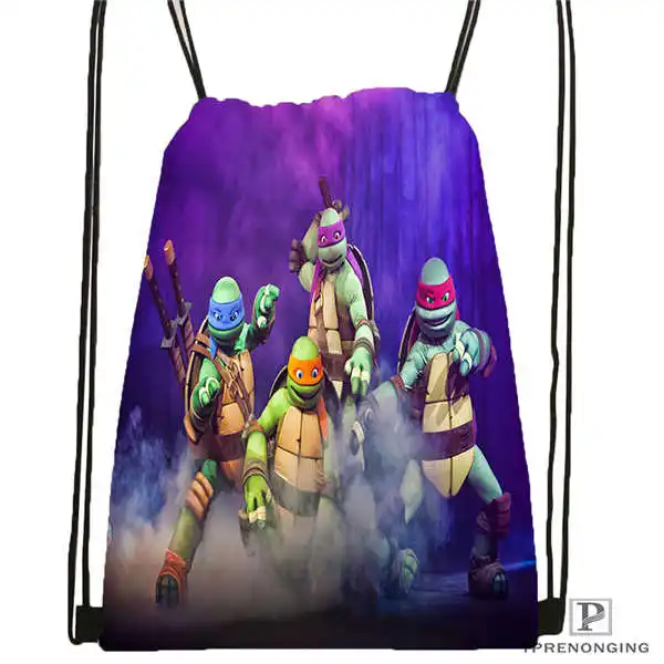 Drawstring Backpack Пользовательские Черепашки-ниндзя, походная сумка на шнурке, милый рюкзак для детей(черная спинка) 31x40 см#180531-03-16 - Цвет: Drawstring Backpack