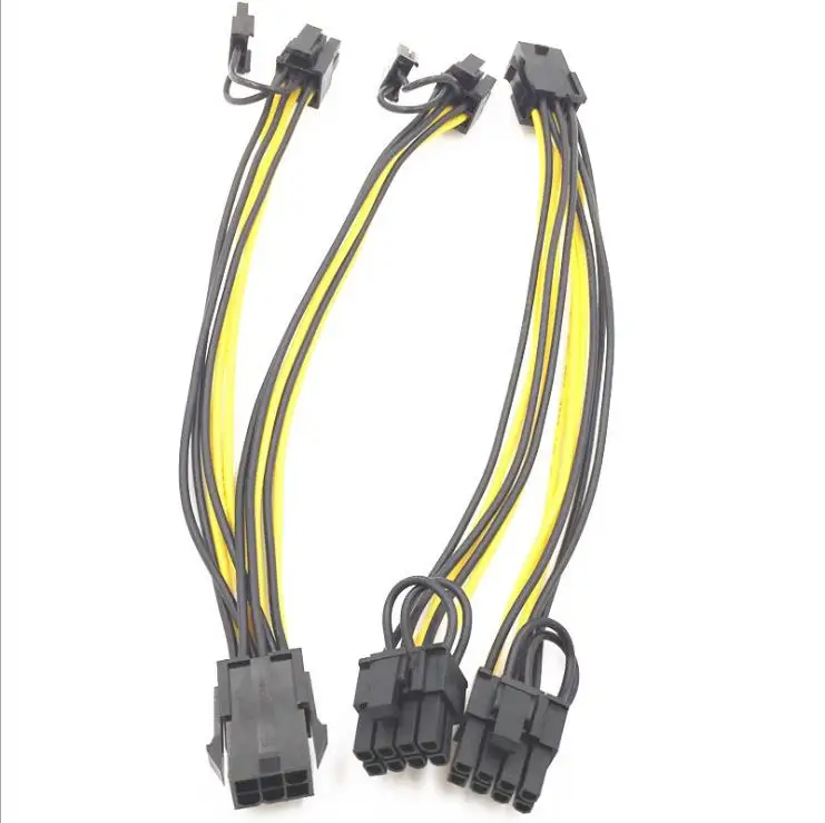 100 шт./лот Процессор 6 Pin для видеокарты PCI Express разветвитель питания кабель 6 Pin женский двойной 8Pin Мужской 20 см
