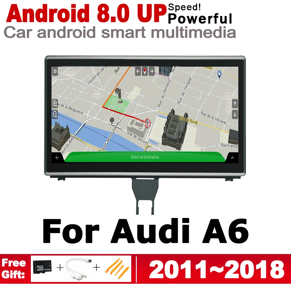 Автомобильный мультимедийный плеер IPS Android 8 0 up GPS навигация для Audi A6 4G 2011 ~ 2018 MMI