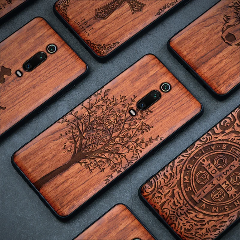 

Wood Case For Xiaomi Redmi Note 8 7 K20 Pro 100% Natural Wooden TPU Phone Case For Xiaomi Mi 8 9 SE Lite Mix 2 2S 3 Back Cover