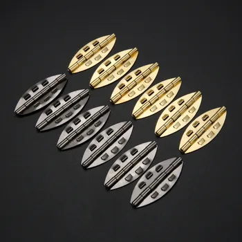 

100Pcs Black Gold Decorative Hinges Wooden Gift Jewelry Box Hinge 39x17mm Fittings for Furniture Hardware w/Screws