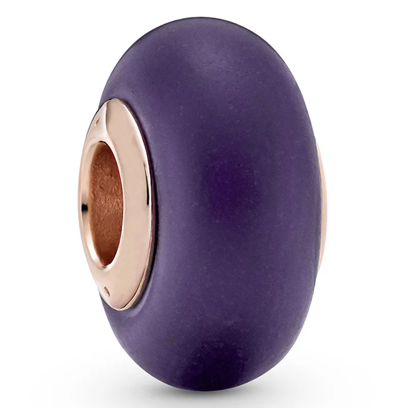 Original Matte Purple Murano Glass Beads Fit 925 Sterling Silver Bead